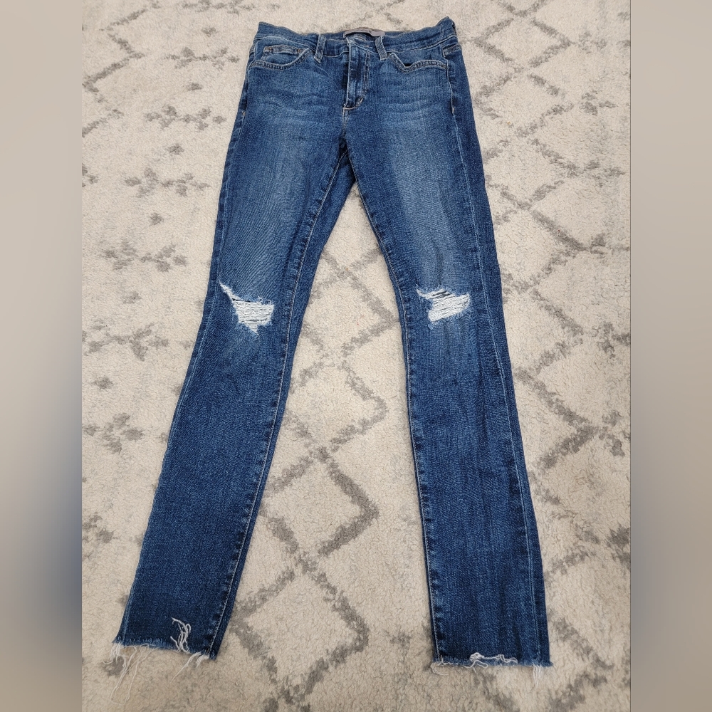 Joe's jeans size 26 w skinny ankle blue with stylish knee holes